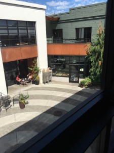 View from LegalRev office onto courtyard on Alberta Street in NE Portland